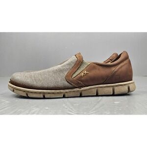 Born Sawyer Shoes Mens 12 Brown Leather Canvas Comfort Loafer Casual Slip on